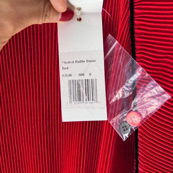 Tory Burch Pleated Ruffle Dress Runway Red 6 (S) NWT - Picture 5 of 7
